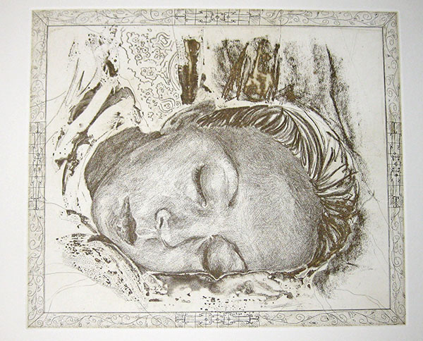 Sleeping girl etching